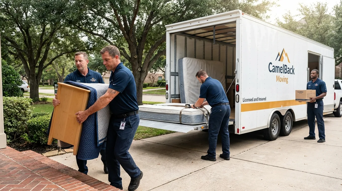 Crew loading residential truck for cross-state move from Seekonk, MA