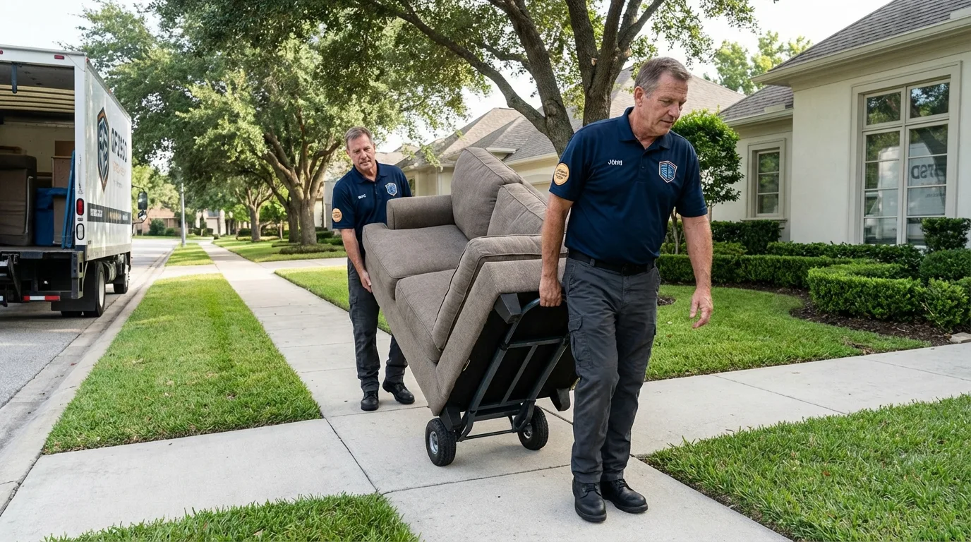Local residential moving crew loading furniture in Seekonk, MA